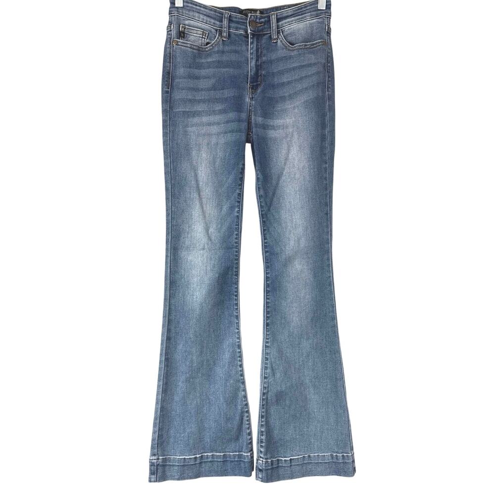 Judy Blue Mid-Rise Trouser Flare Blue Jeans Size 5/27 *82163 EUC - Picture 2 of 14